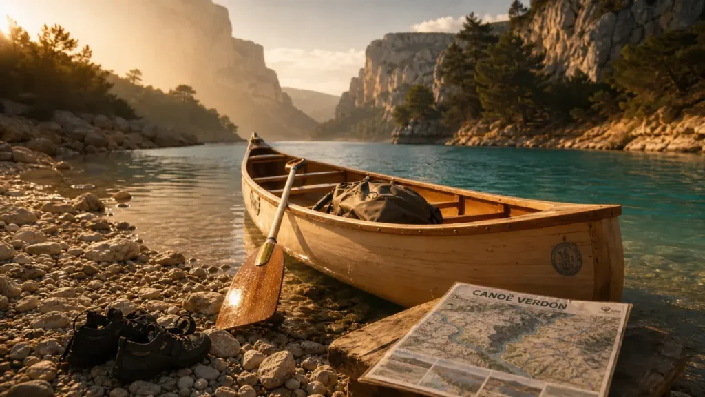 Canoë gorges du Verdon sur le lac de Sainte-Croix, eau turquoise