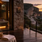Hôtel & spa des gorges du verdon : terrasse et spa à la golden hour