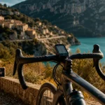 lac sainte croix vélo sur route sinueuse au Verdon, vélo et lac