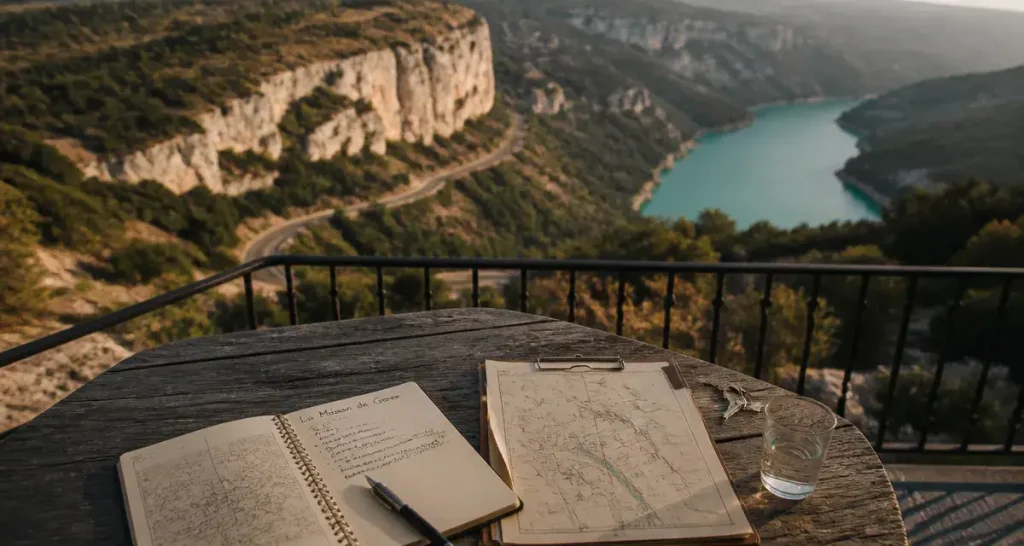 Maison gorges verdon sur balcon, plan et carte