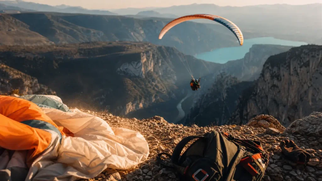 Parapente gorges du verdon au-dessus des falaises du Verdon