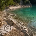 Plage du poing levé dans le Verdon, eau turquoise et petite crique