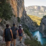 Randonnée sainte maxime et les basses gorges du verdon : randonneurs sur sentier