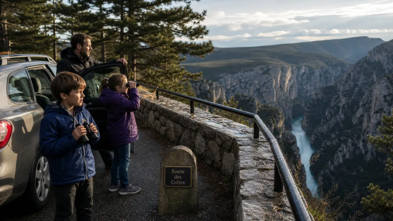Verdon sans randonnée : belvédère sur les gorges, voiture et rivière turquoise