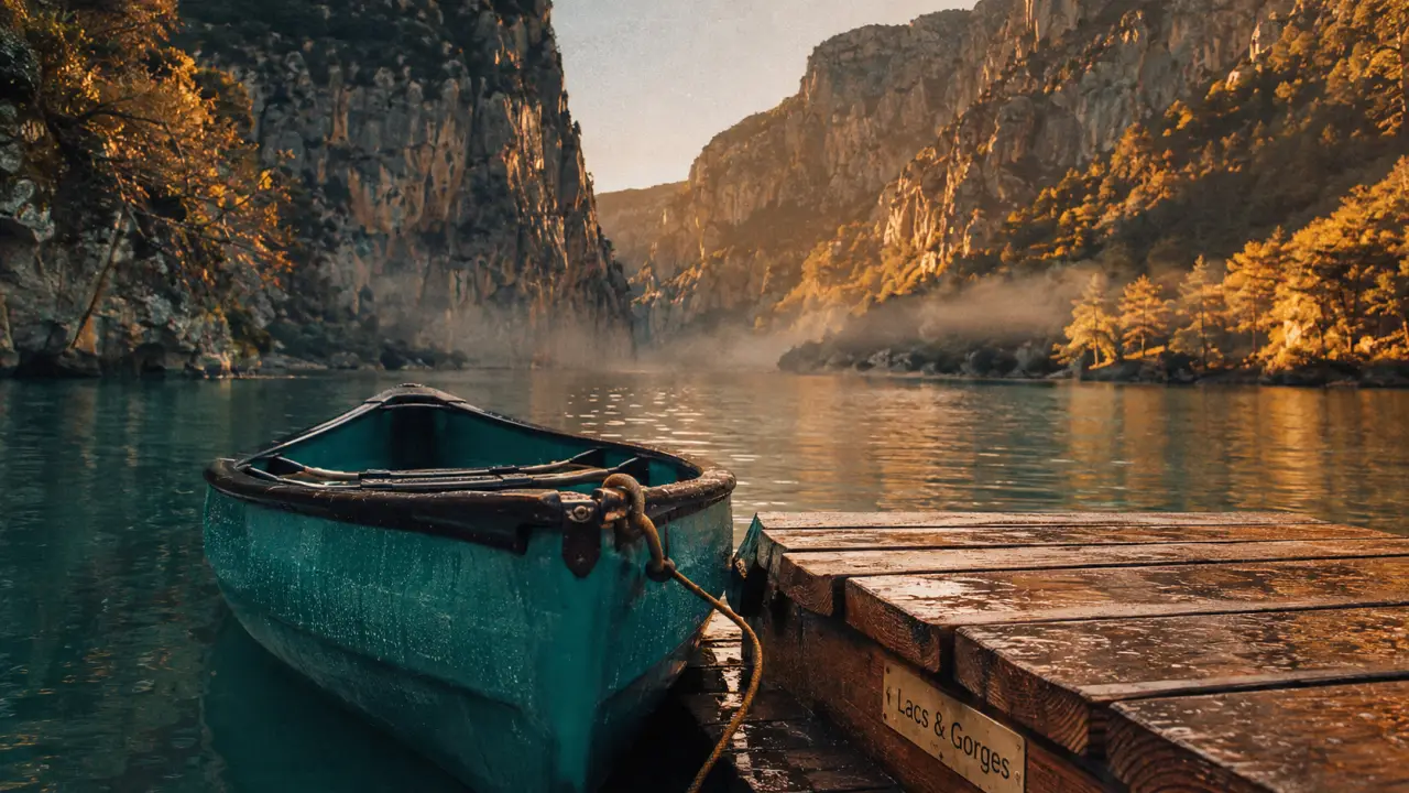 Activités gorges du Verdon : kayak turquoise près du lac Sainte-Croix