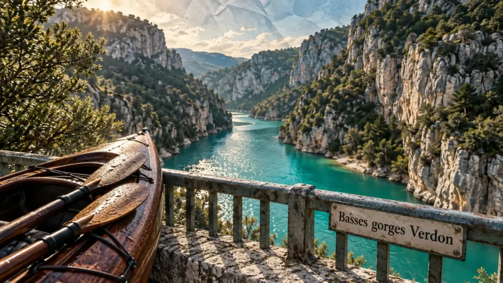 Kayak près du pont de Quinson dans les basse gorges du verdon quinson, eau turquoise