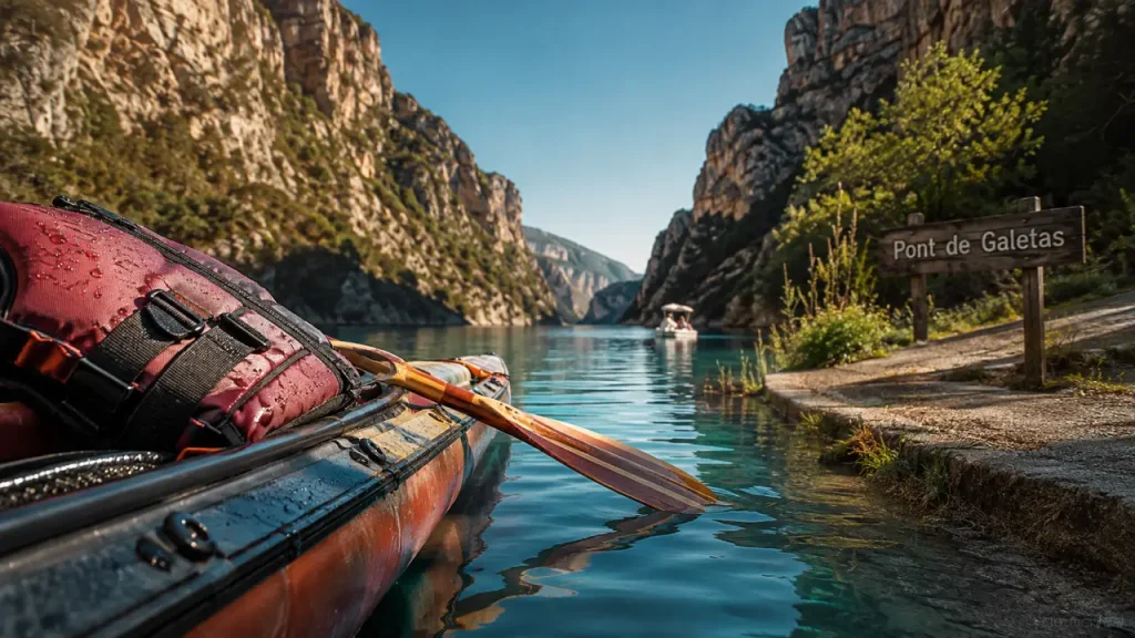 Bateau gorges du Verdon : kayak sur eau turquoise