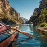 Bateau gorges du Verdon : kayak sur eau turquoise