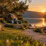 Camping le soleil esparron de verdon au bord du lac, mobil-home et canoë