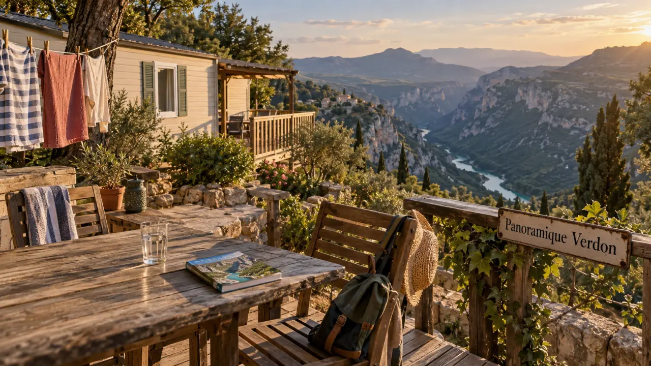 Camping panoramique du Verdon à Castellane, terrasse vue vallée Verdon