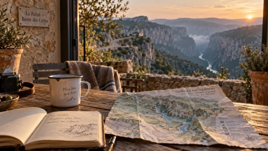 Chambre d hote gorges du verdon, terrasse La Palud, carte et vue belvédère