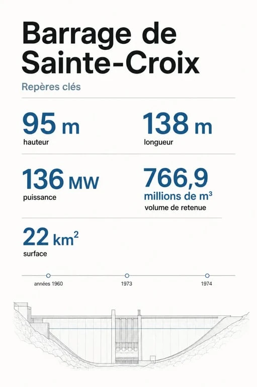 Chiffres clés du barrage de Sainte-Croix
