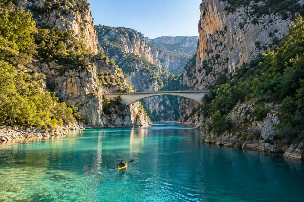 Canoë-kayak dans les Gorges du Verdon depuis le pont de Galetas
