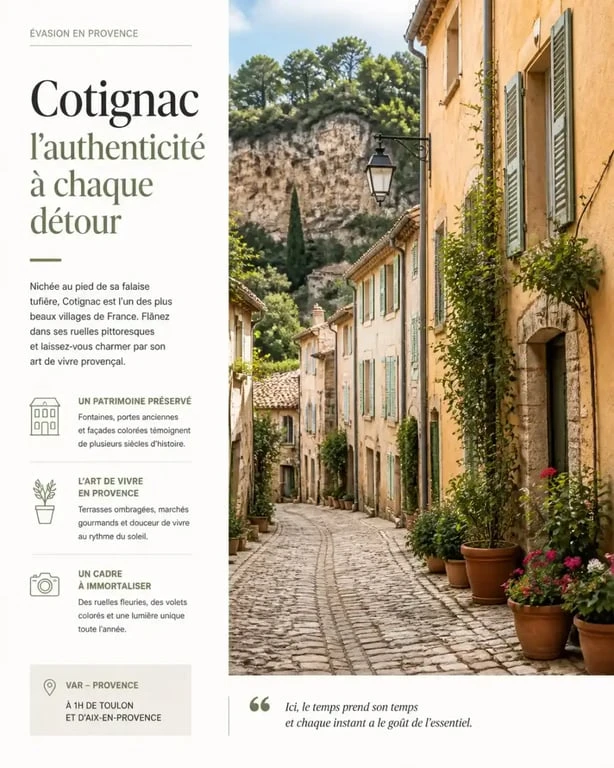Ruelles typiques et charme provençal lors d'une visite à Cotignac