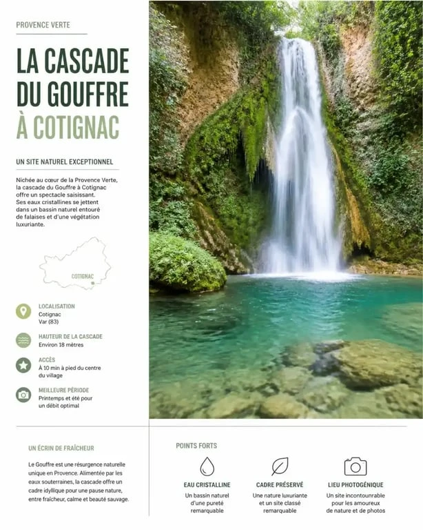La cascade du Gouffre, un site naturel incontournable à visiter à Cotignac