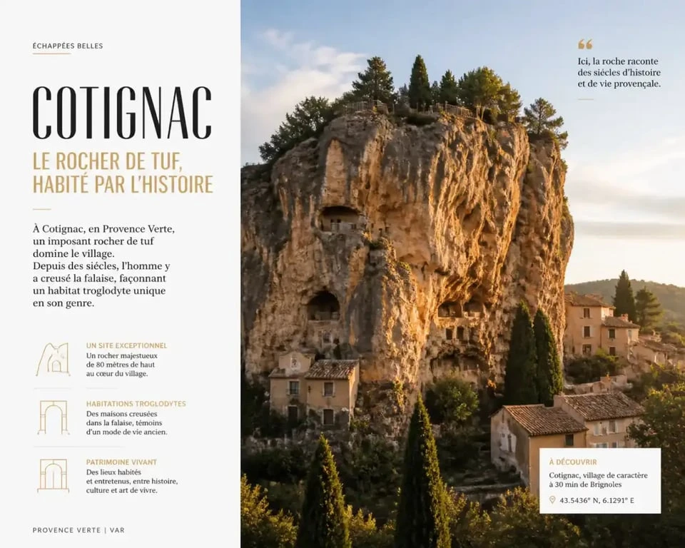 Le rocher de tuf et les habitations troglodytes à visiter à Cotignac