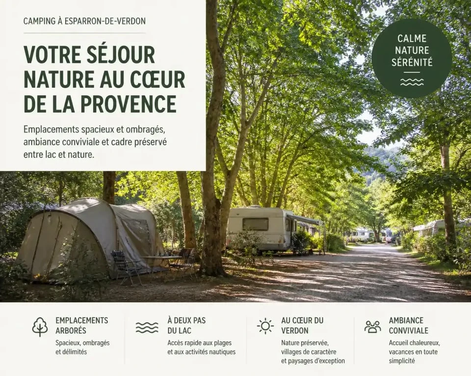 Camping Esparron de Verdon La Grangeonne emplacements ombragés