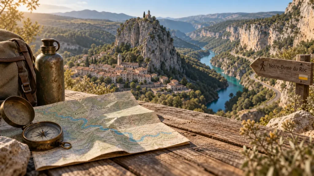 Gorges du verdon castellane : vue depuis le belvédère sur le Roc