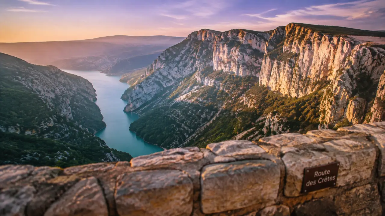 Gorges du Verdon France, route des crêtes, eau turquoise et falaises
