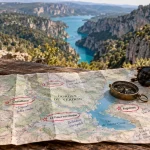 Gorges du Verdon map : rives, villages et belvédères à situer