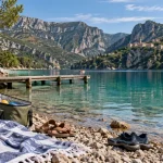 Gorges du Verdon plage, eau turquoise calme et accès facile