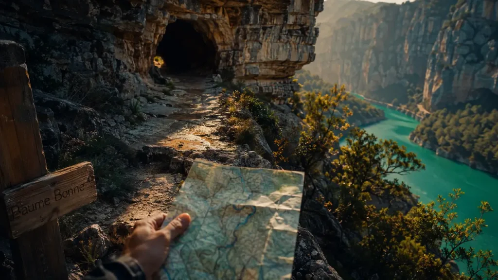 Grotte des gorges du Verdon : Baume Bonne, belvédère et falaise