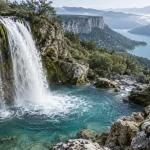lac de sainte croix cascade, cascade depuis un belvédère sur le Verdon