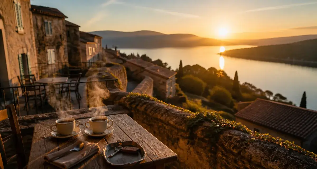 lac de sainte croix hotels : terrasse d’hôtel vue sur le lac