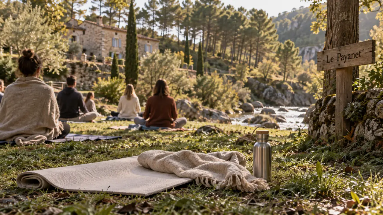 Le Payanet : retraite flexible en Provence, tapis de yoga dans la nature
