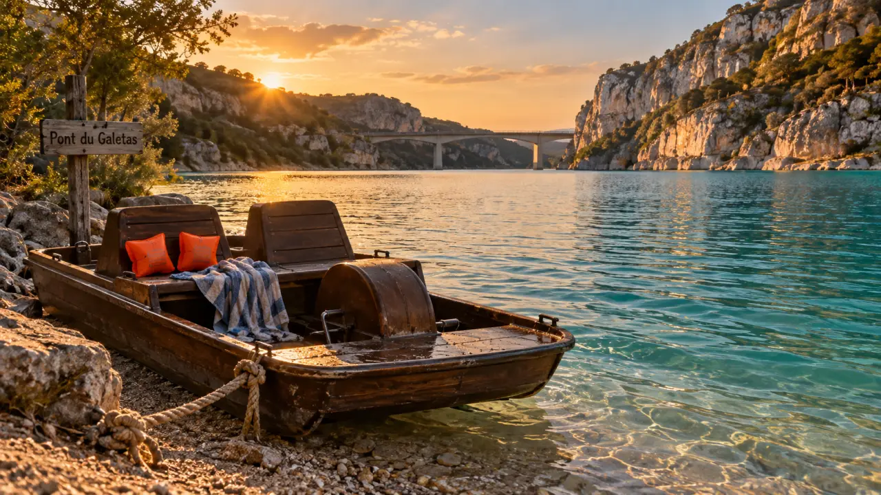 Location pedalo lac Sainte-Croix sur la plage, pont du Galetas