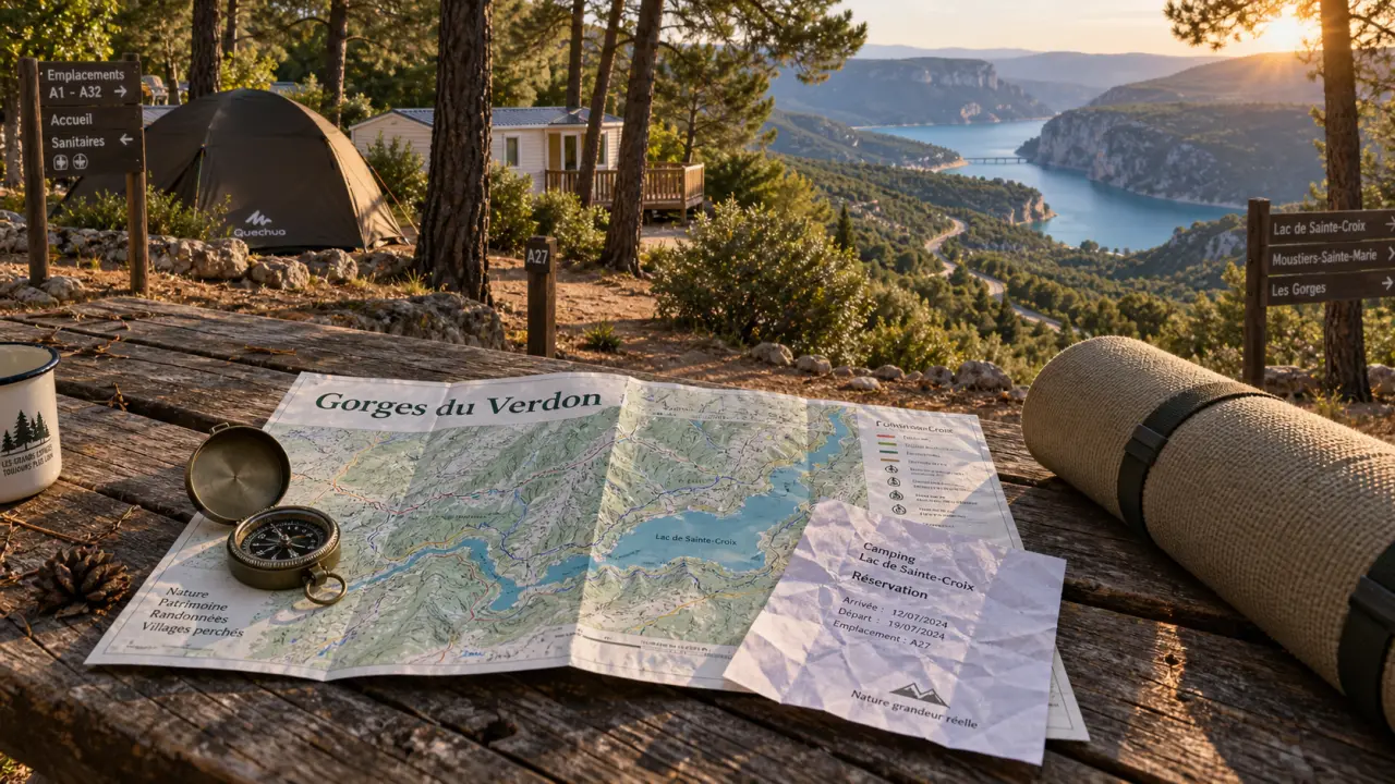 Meilleur camping gorges du verdon : table, carte et lac de Sainte-Croix