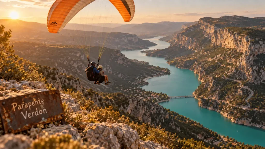 Parapente gorges du verdon : biplace au coucher du soleil près du Verdon
