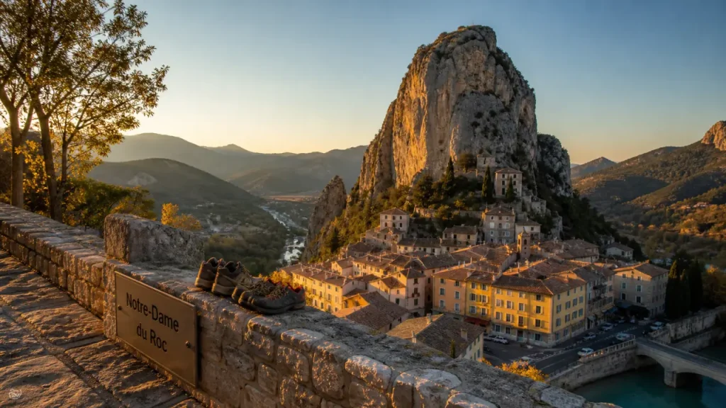 Que faire à Castellane : vue du village et Notre-Dame du Roc, Verdon