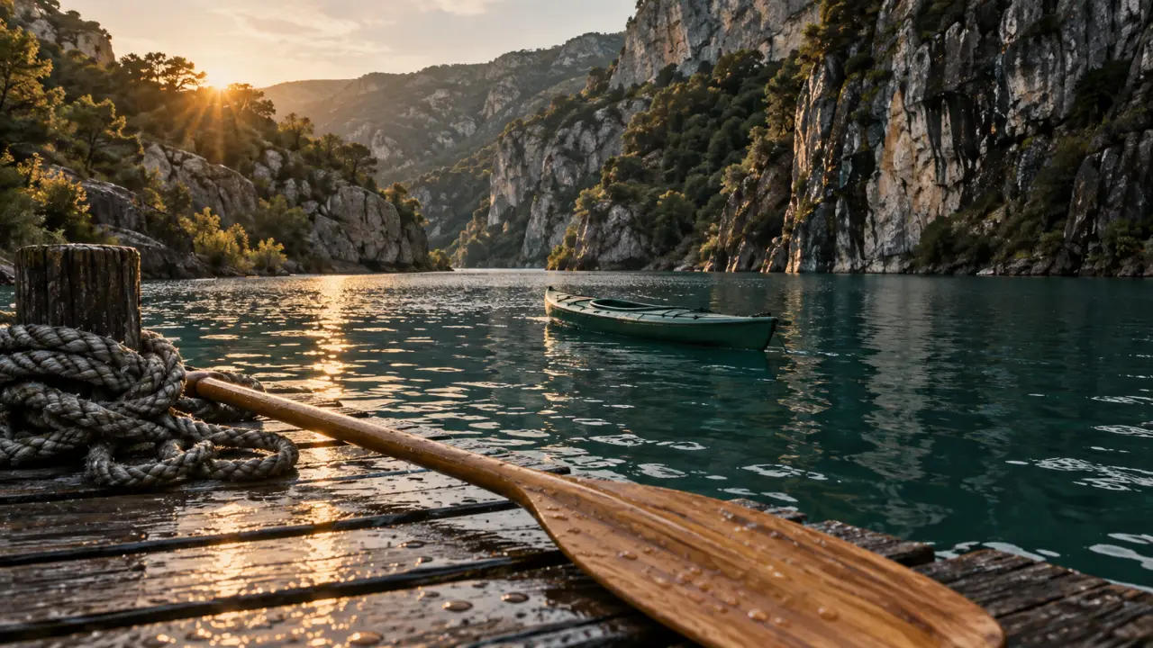 Lac turquoise à Quinson gorges du Verdon avec kayak