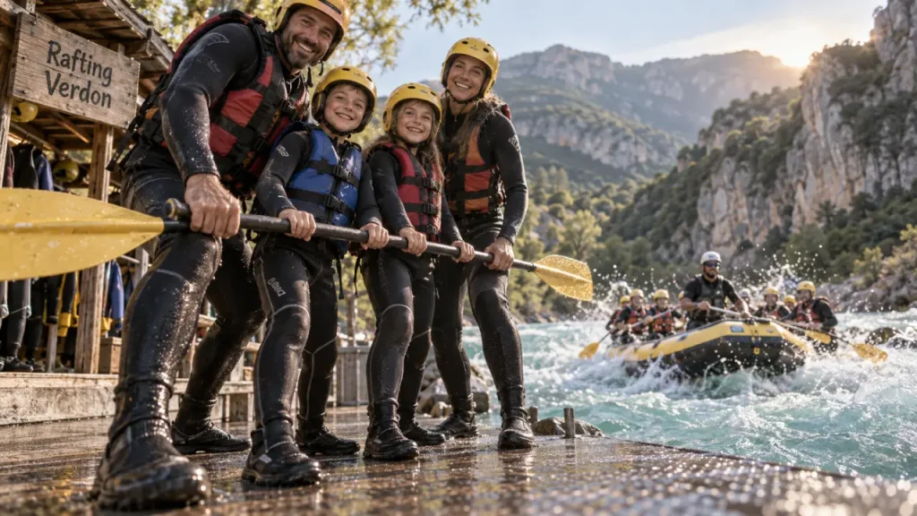 Rafting verdon castellane : famille en raft sur le Verdon à Castellane