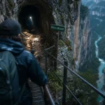 Sentier blanc martel : tunnel sombre dans les Gorges du Verdon