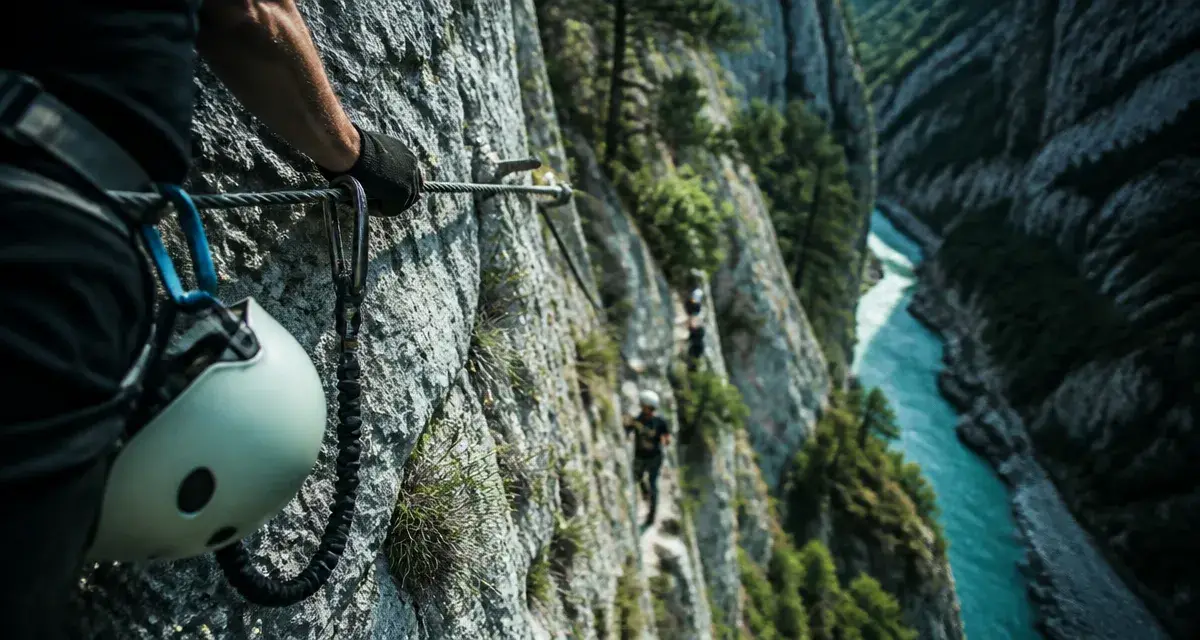 Via ferrata gorges du Verdon : baudrier et longe sur câble
