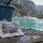 Anaconda lac de sainte croix : photo floue au bord du lac