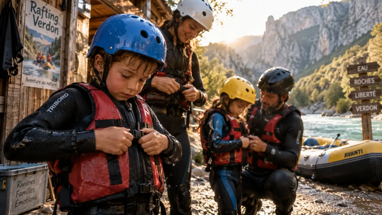 Buena vista rafting verdon à Castellane : équipe s’équipe près de la rivière du Verdon