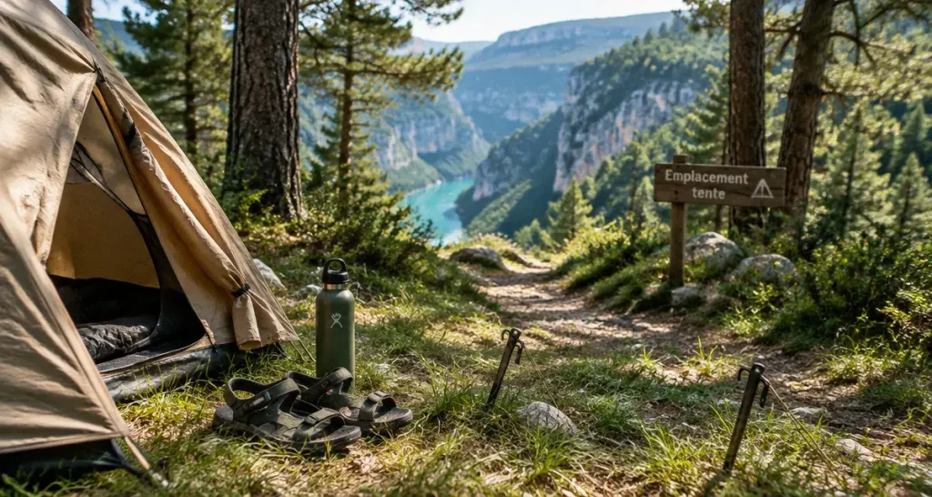 Camping gorges du verdon emplacement tente à l’ombre, au calme, près baignades