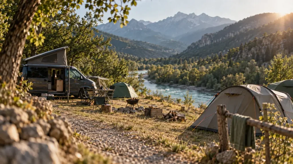 Camping le haut verdon : tentes, van et rivière du Verdon