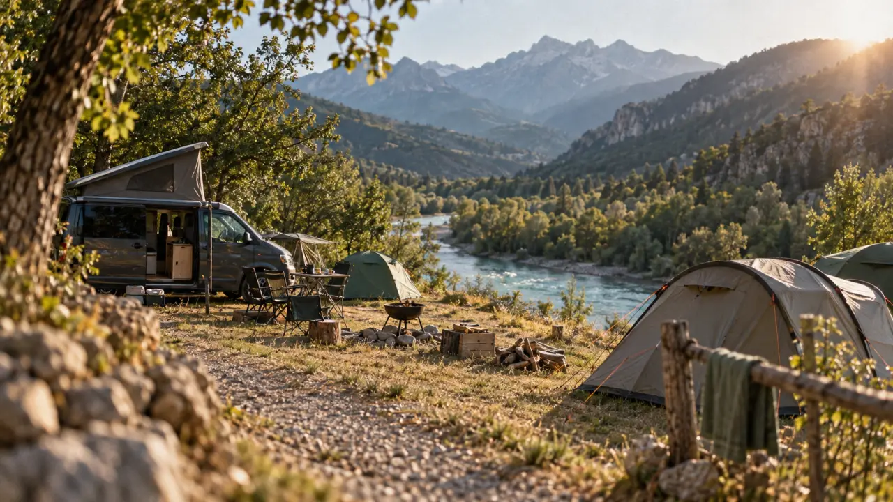 Camping le haut verdon : tentes, van et rivière du Verdon
