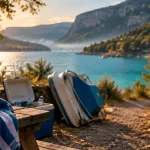 Camping proche lac de sainte croix : vue sur la rive et le lac près des gorges