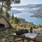Camping tente gorges du Verdon au bord du lac Sainte-Croix