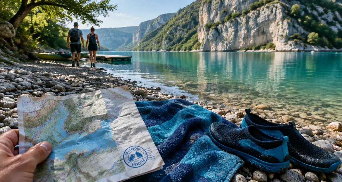 Cascade lac les gorges du verdon : lac de Sainte-Croix, turquoise et falaises calcaires