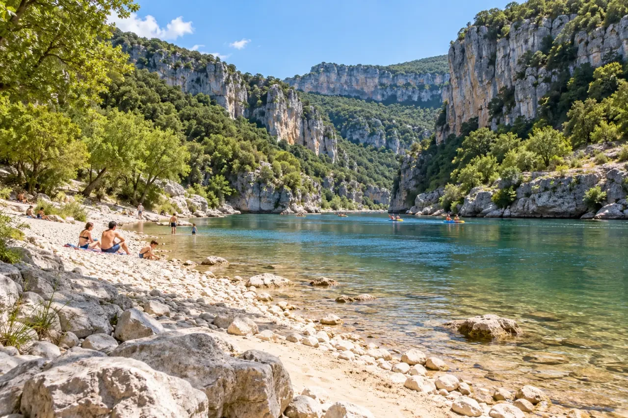 Plage de Sauze à Saint-Martin-d’Ardèche au bord de l’Ardèche