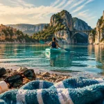 Lac de sainte croix france : kayak vers le pont du Galetas, falaises calcaires