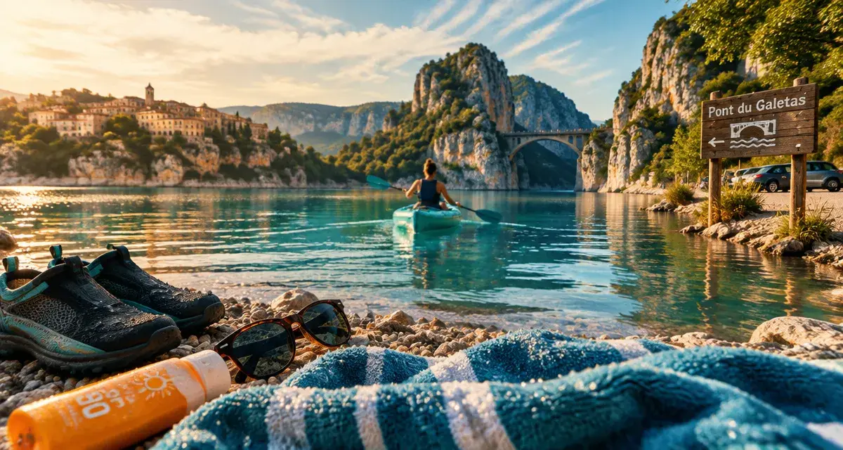 Lac de sainte croix france : kayak vers le pont du Galetas, falaises calcaires