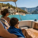 lac de sainte croix location bateau electrique sans permis, bateau amarré
