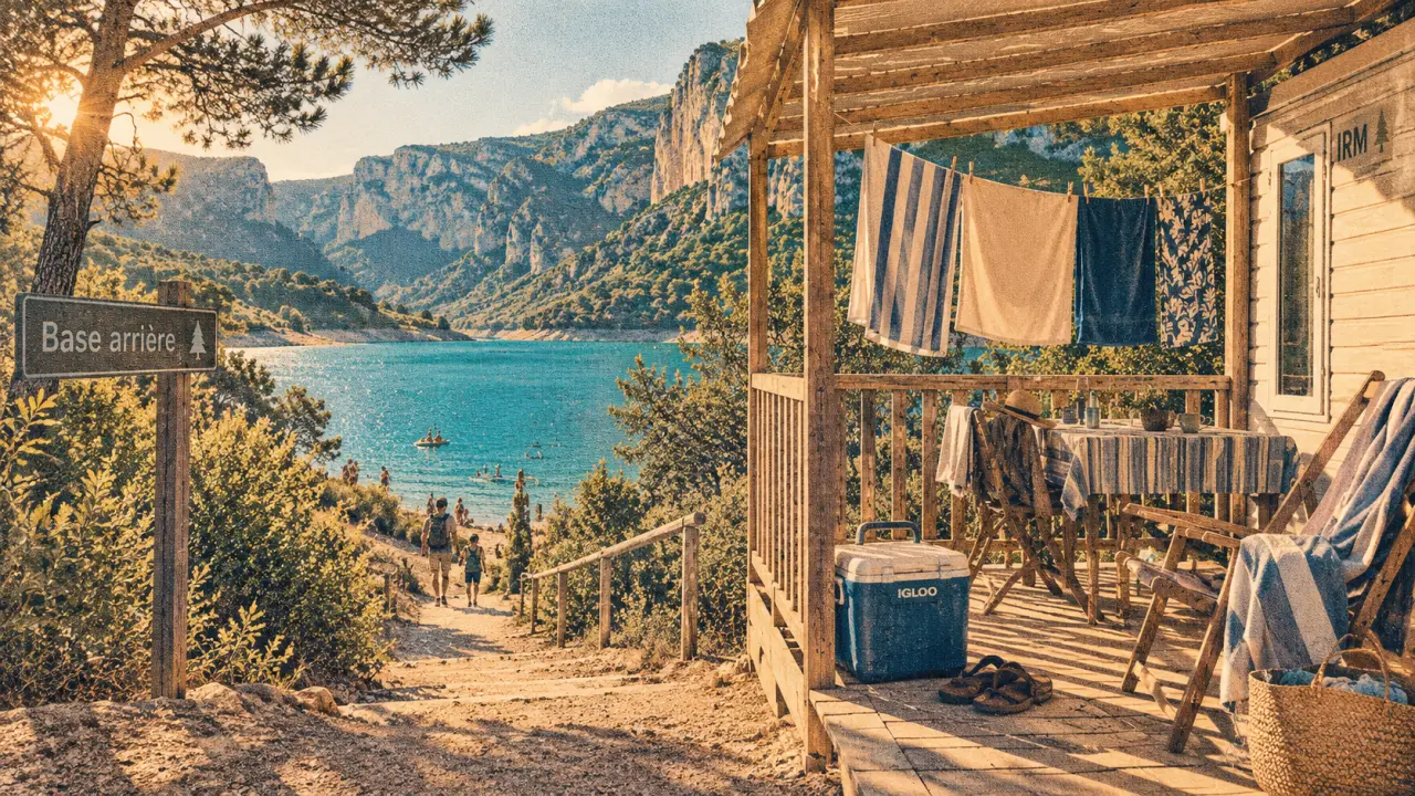 Mobil home lac de Sainte-Croix avec terrasse, près des Gorges du Verdon.